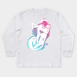 Dual Color Pisces Beauty Kids Long Sleeve T-Shirt